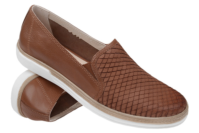 Półbuty wsuwane SIMEN 0106 Brązowe Slip On